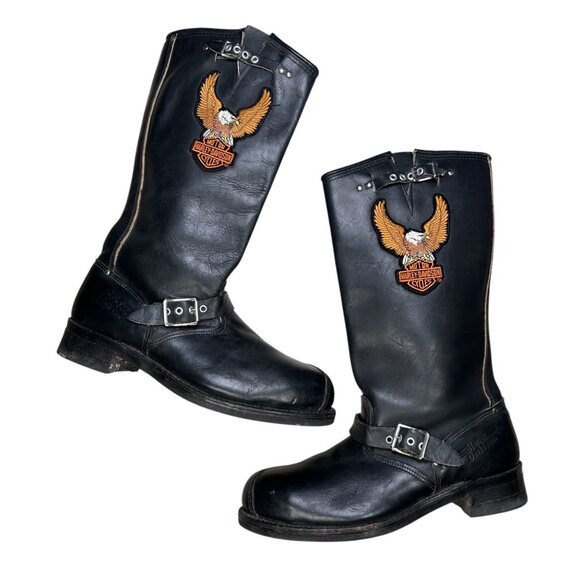 Harley Davidson Other - VTG Harley Davidson Eagle Engineer Motorcycle Boots Leather Black 12 Men Moto Gr